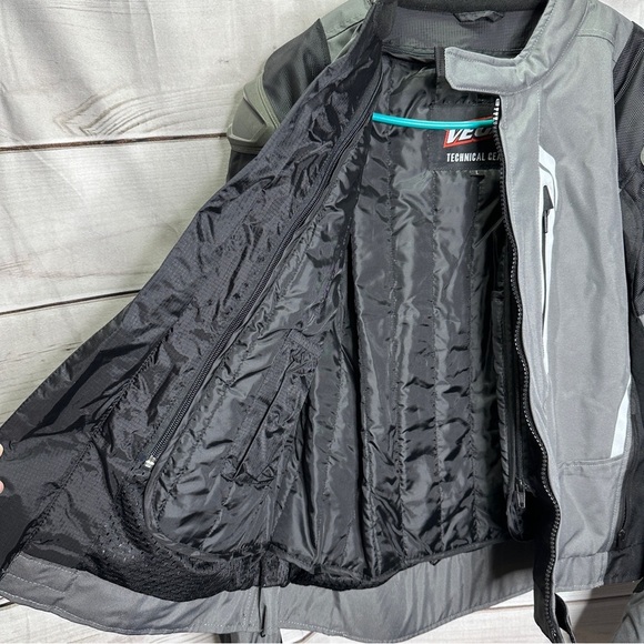 Vega Technical Gear Mens Jacket Gray Black Large Riding Motorcycle Full Zip Line - Picture 8 of 12